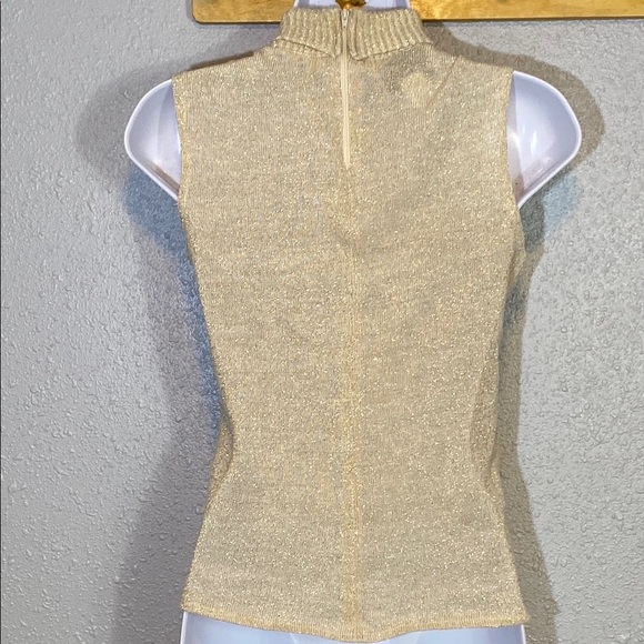 VNTG John’s Girl Elegant Cream Sheer Sleeveless Turtleneck Sweater - Picture 4 of 7